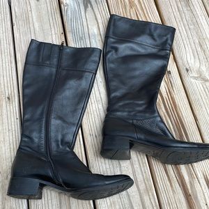 Lands End Black Leather Boots Size 7